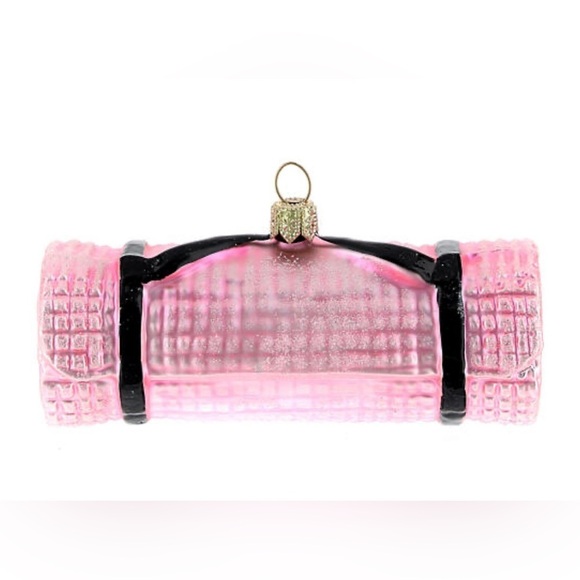 Anthropologie New Pink Yoga Mat Glass Ornament Rare Discontinued - Picture 2 of 9